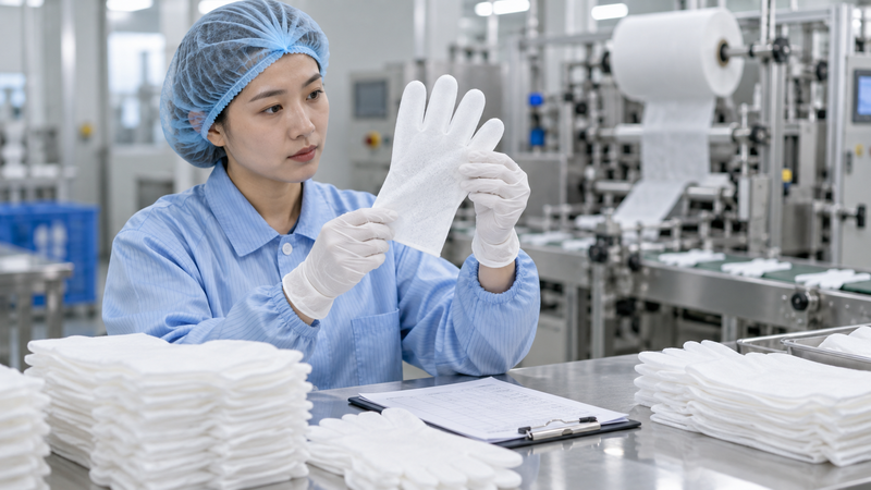 03 quality inspection disposable nonwoven gloves