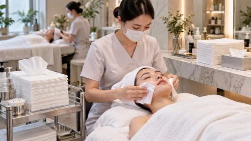 04 beauty service chain face towel application