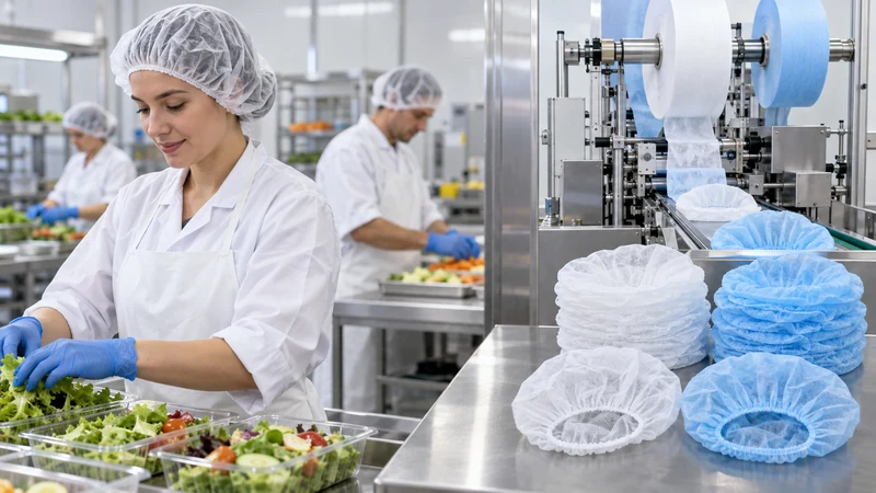 04 food handling disposable bouffant cap application