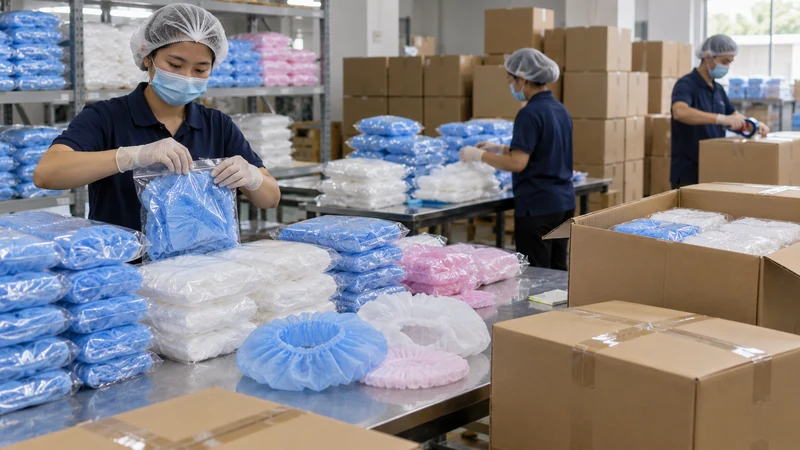 06 bouffant shower cap packing and dispatch