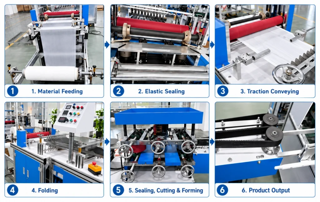 shower cap making machine production workflow